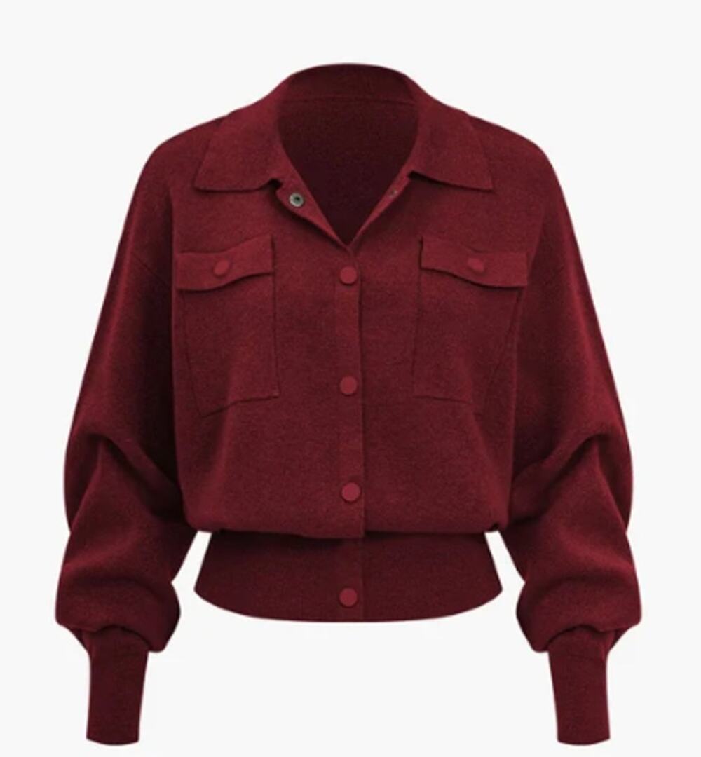 Micas Maroon Knit Cardigan Sweater Women's Large Button Front Pockets